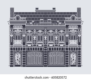 vector drawing old building in baroque style