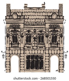 vector drawing of the old European house