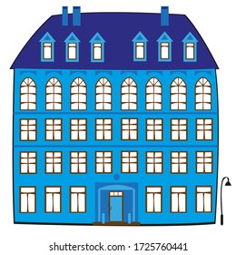 Dibujo vectorial de una casa antigua. Dibujo aislado.