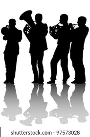 Vector drawing of old jazz orchestra