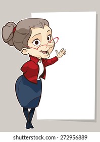 Vector drawing of an old secretary