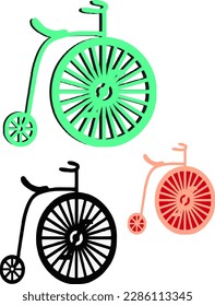Vector drawing of an Old Time Bike Line Art Vintage bicycle vector PNG