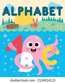 Vector drawing on alphabet for children
