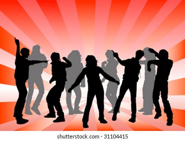 Vector drawing on disco dancing.