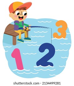 Vector drawing on numbers for children