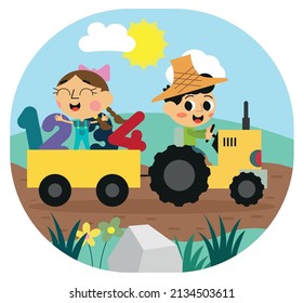 Vector drawing on numbers for children