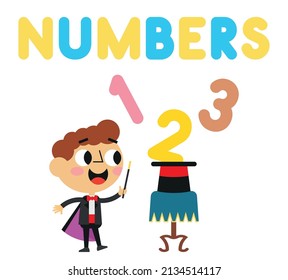 Vector drawing on numbers for children