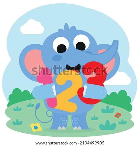 Vector drawing on numbers for children