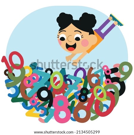Vector drawing on numbers for children