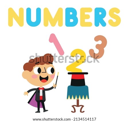 Vector drawing on numbers for children