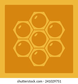Vector drawing on an orange background, yellow honeycomb