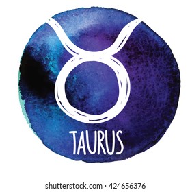 Vector drawing on watercolor background staining. Constellation , signs of the zodiac .