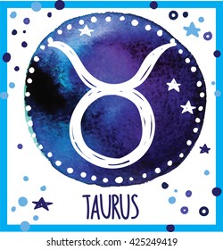 Vector drawing on watercolor background staining. Constellation , signs of the zodiac .