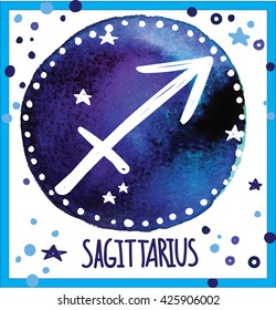 Vector drawing on watercolor background staining. Constellation , signs of the zodiac .