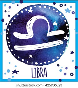 Vector drawing on watercolor background staining. Constellation , signs of the zodiac .