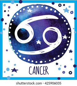 Vector drawing on watercolor background staining. Constellation , signs of the zodiac .