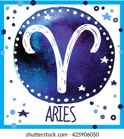 Vector drawing on watercolor background staining. Constellation , signs of the zodiac .