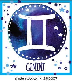 Vector drawing on watercolor background staining. Constellation , signs of the zodiac .