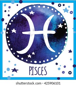 Vector drawing on watercolor background staining. Constellation , signs of the zodiac .