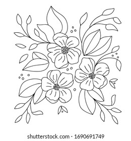 Vector drawing on a white background, flowers in a linear style, for the design of cards, tattoos, wedding greetings, phone covers, prints for t-shirts.