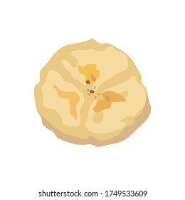 Dibujo vectorial de una rebanada de plátano. Ilustración para diseñar menú de comida rápida. Icono aislado en un fondo blanco