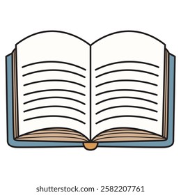 A vector drawing of an open book with neatly arranged pages, symbolizing knowledge, education, and literature. 