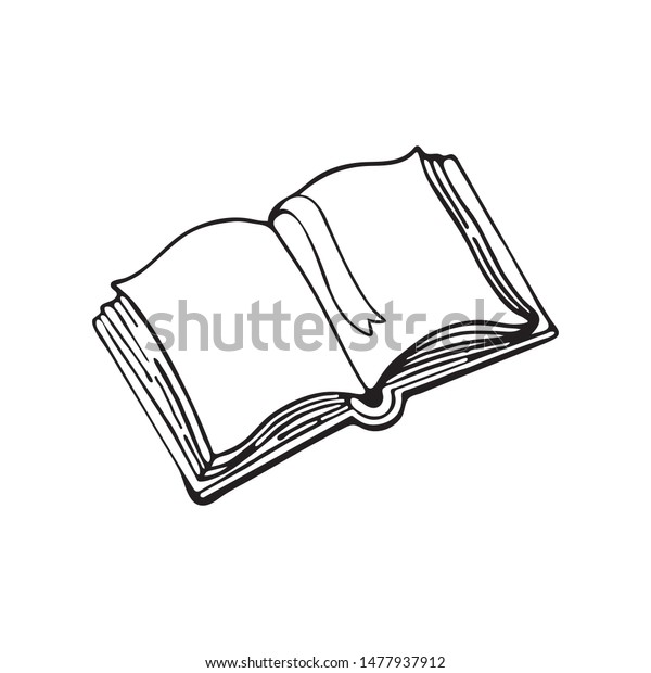 Vector Drawing Open Book Tutorial Black Stock Vector (Royalty Free ...