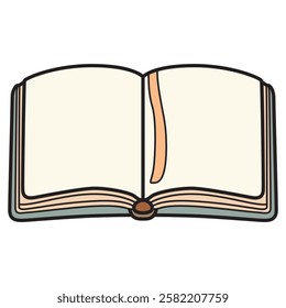 A vector drawing of an open notebook with blank or lined pages, symbolizing creativity, organization, and note-taking.