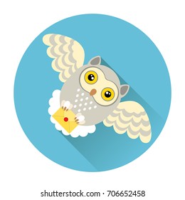 Vector drawing of an owl carrying a letter, a mail