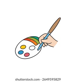 vector drawing of a painter s hand holding a brush