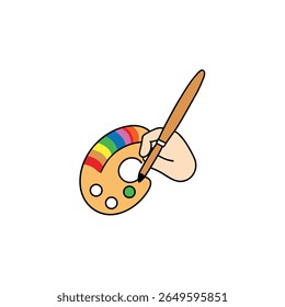 vector drawing of a painter s hand holding a brush
