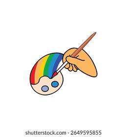 vector drawing of a painter s hand holding a brush