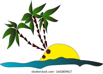 vectorial dibujando la onda isla de palma en fondo blanco
