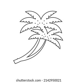 Vector drawing palm tree, outline color black flat style