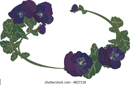 Vector drawing of pansy frame. No Gradients
