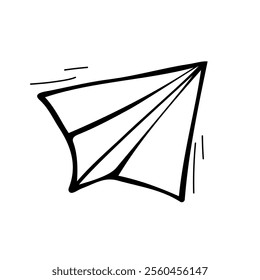 vector drawing paper airplane black and white