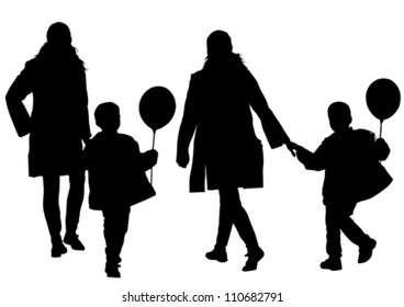 Vector drawing parents and child