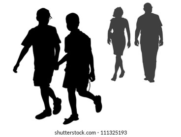 Vector drawing parents and child