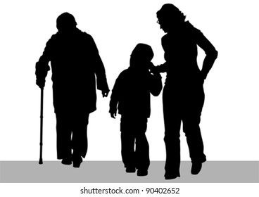 Vector drawing parents and child