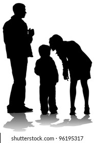 Padres que dibujan vectores y niños