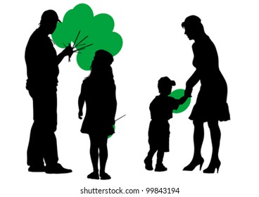 Vector drawing parents and child