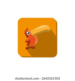 Vector drawing parrot. Icon parrot color orange flat style