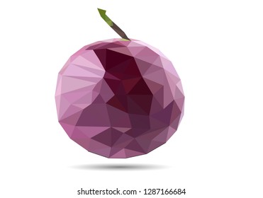 Vector drawing of a passion fruit in the form of triangulation with a shadow on a white background