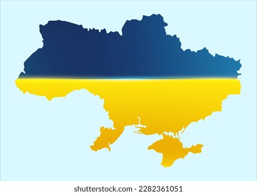 Vector drawing Patriotic map of Ukraine