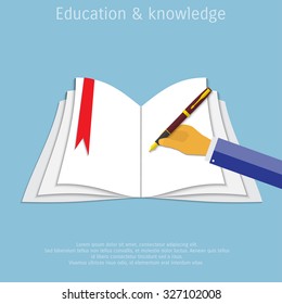 Vector drawing pen flat illustration. Education concept object - Eps 10.
