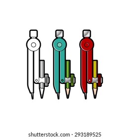 vector drawing of pencil compass 