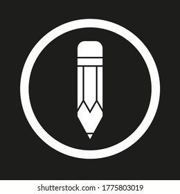 Vector drawing pencil. Little stub, silhouette color white
