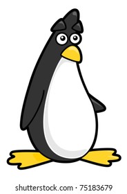 Vector drawing of a penguin standing on white background.