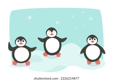 Vector drawing of penguins. Isolated.