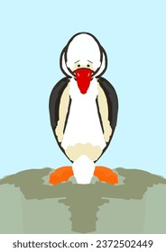 Un vector de un dibujo de un estilo de dibujos animados de pénquino 